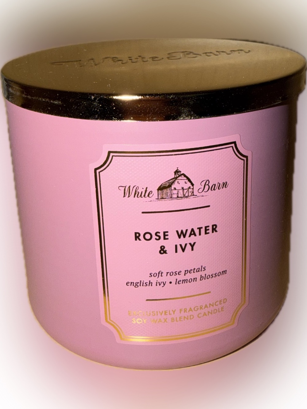 Bath and body White Barn Rose Water & Ivy Candle - Pink with Gold Lid